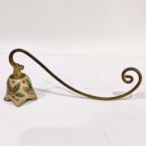 VINTAGE Brass Candle Snuffer / Hand painted Holly